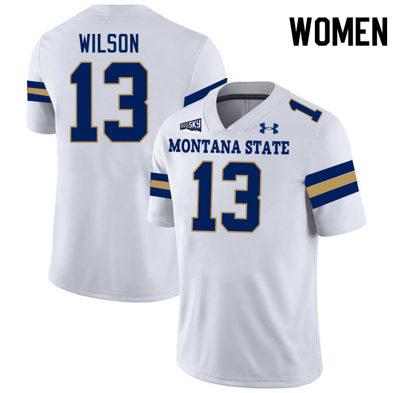 Women #13 Chance Wilson Montana State Bobcats Jerseys Football Stitched-White